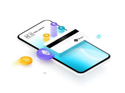 Cryptocurrency acceptance design illustration site vector web