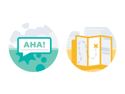 Insights 3 and 4 badges iconography spot illustrations
