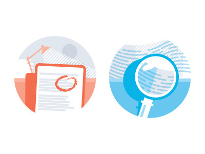 Insights 1 and 2 badges iconography spot illustrations