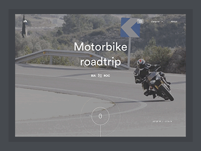 Roadtrip Video background hero animation principle motorcycle map roadtrip background fade loading interaction video ui