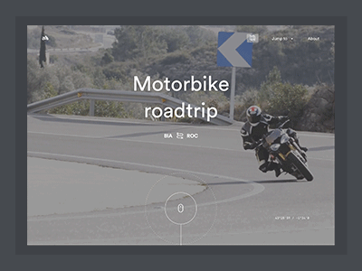 Roadtrip Video background hero animation background fade interaction loading map motorcycle principle roadtrip ui video