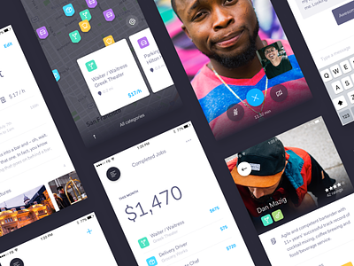 Concept - Few more screens from a job app browsing employee job map money profile ui ux video videocall visio wallet