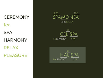 Naming options and the final name for HALISPA brand identity branding graphic design naming spa spa salon design