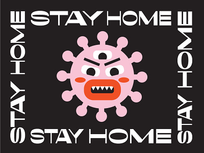 STAY HOME bacteria bug corona covid covid 19 covid19 flu home icon illustration infect minimal pandemic pink stay stayhome texture vector virus