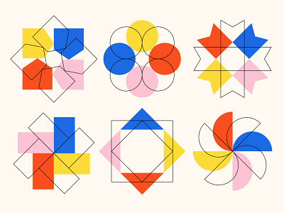 Shape Study 006 abstract abstraction blue circle edmonton geometric geometry icon illustration minimal pattern pink primary colors red repeating rotation shapes square triange yellow