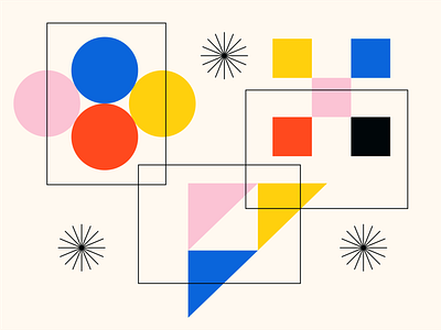 Support Documents bauhaus black blue circle documents flat geometric icon illustration linework minimal monoline pink primary colors red square triangle vector website yellow