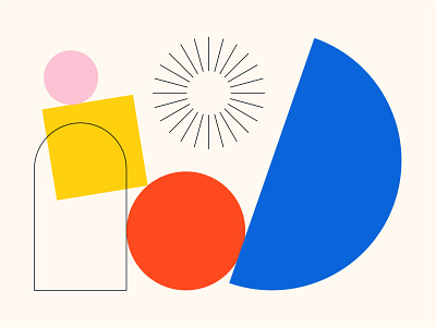 Growing Together abstract bauhaus black blue circle flat flat design geometric icon illustration linework minimal monoline pink primary colors red square vector website yellow