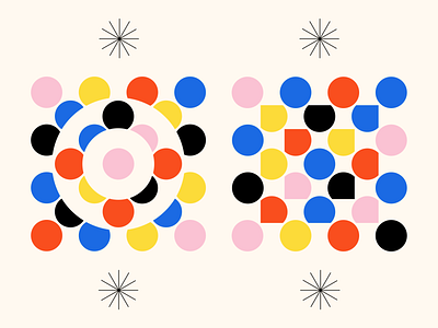 Shape Study: 013 abstract bauhaus black blue circle circles flat geometric geometry gestalt monoline negative space pattern pink primary colors red simple square stars yellow