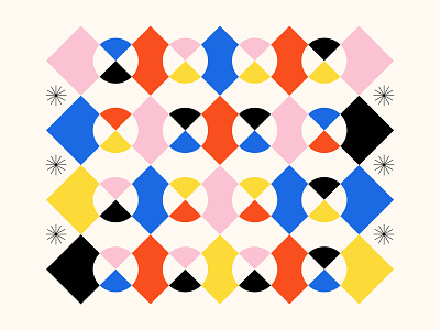 Shape Study: 014 abstract bauhaus black blue circles flat geometric geometry gestalt monoline negative space patter pink primary colors primary colours red simple square stars yellow