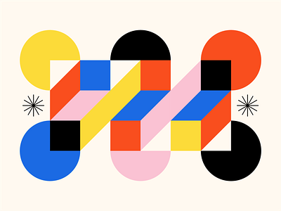 Shape Study: 015 abstract abstraction bauhaus black blue circles flat geometric geometry gestalt minimal monoline pink primary colors red shapes simple square stars yellow