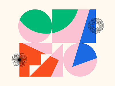 Shape Study: 018 abstract black blue circle flat geometric geometry gestalt icons illustration minimal monoline negative space pink primary colors rectangles red shapes stars yellow
