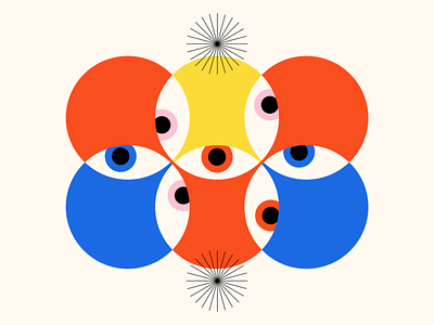 Shape Study: 019 abstract blue circles eyes flat geometric geometry gestalt icon illustration minimal negative space pink primary primary colors red shape shapes texture vector