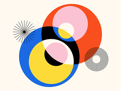Shape Study: 020 abstract bauhaus blue circles colourful composition flat geometric geometry intersect linework minimal monoline pink primary color red shape simple vector yellow
