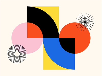 Shape Study: 021 bauhaus blue brand illustration circles colorful composition flat geometric geometry intersect lines linework minimal pink primary colors red shapes simple squares vector
