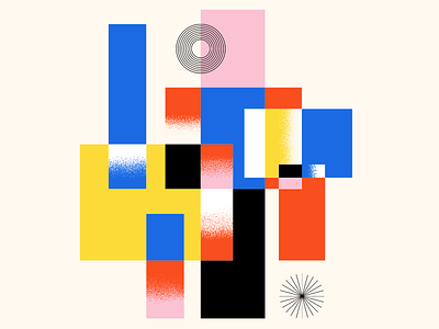 Shape Study: 023 abstract bauhaus black blue branding flat geometric geometry grain modern pink primary colors rectangles red shape study shapes simple squares textures yellow