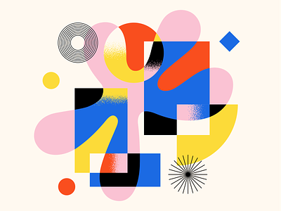 Shape Study: 024 abstract bauhaus black blob blue branding circles flat flower geometry illustration organic pink primary shapes red shading shapes simple textures yellow