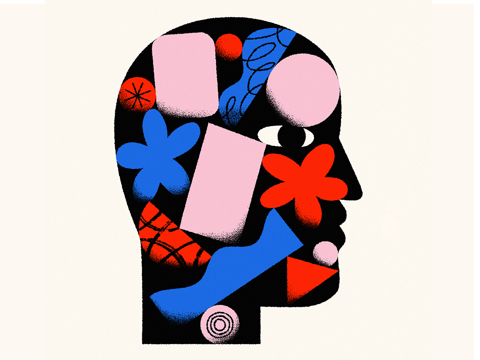 Living in my head abstract abstraction brain brushes circles geometric geometry head human man mental health minimal pattern person portrait shapes square texture thoughts triangle