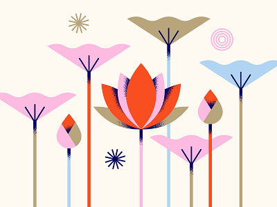 GoDaddy AAPI Graphic Pack: Lotus aapi abstract asia asian blue flat flower geometric icon illustration leaves lotus minimal nature pink plant shading simple texture vector