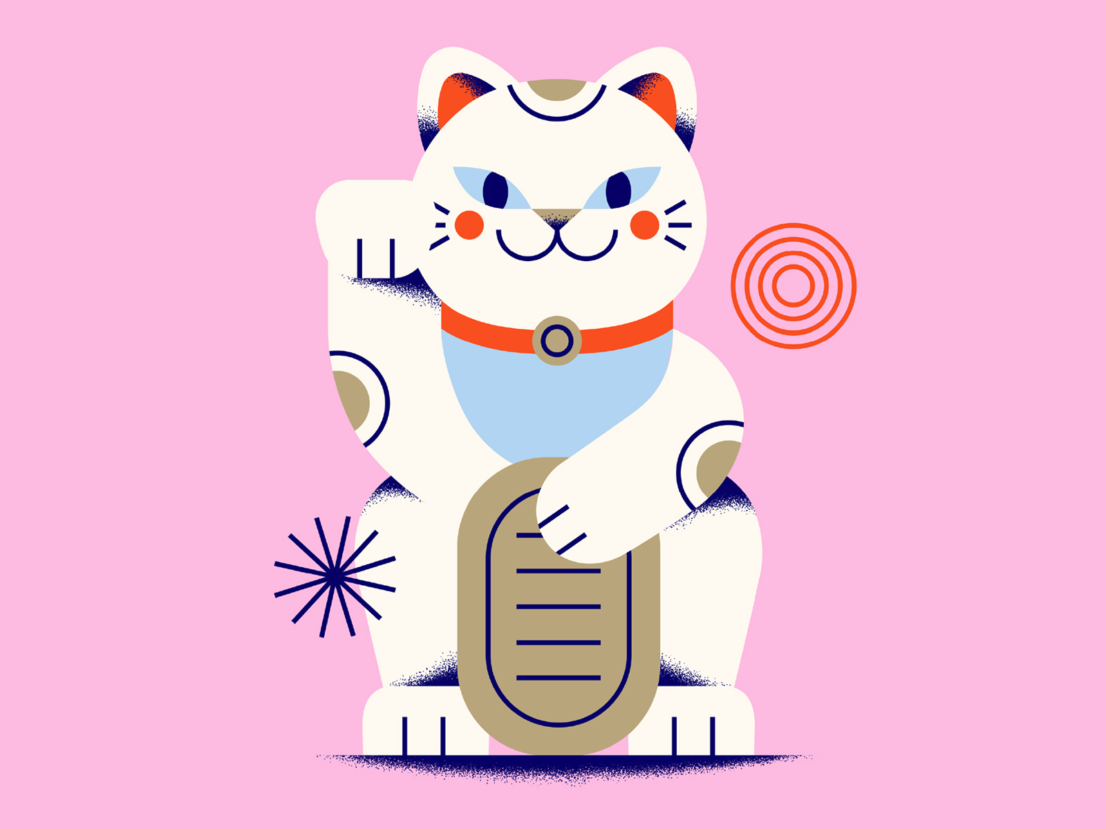 GoDaddy AAPI Graphic Pack: Lucky Cat aapi abstract animal asian blue cat coin design flat geometric icon illustration lucky minimal money pink simple texture vector