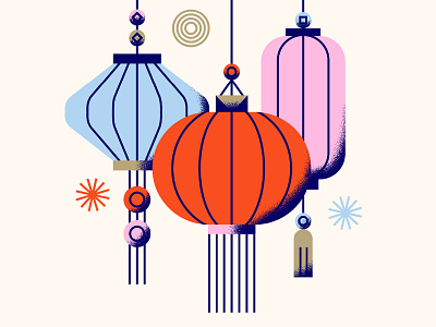 GoDaddy AAPI Graphic Pack: Lanterns aapi abstract asian blue design flat geometric heritage icon illustration lantern minimal pink simple texture tradition vector
