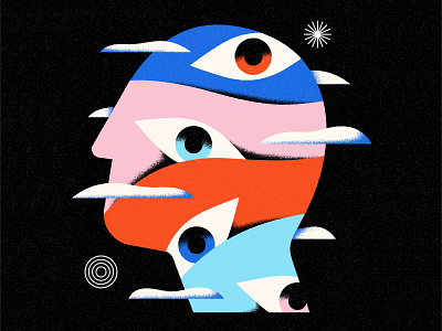 👁️ abstract blue consciousness design eyes face flat geometric head human icon illustration man mind minimal people pink surreal texture vector