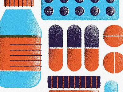 Antibiotics antibiotic blue illustration lineart medication orange pills texture vector