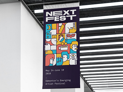 Next Fest Identity banner branding design human icon illustration logo minimal monoline typography vector