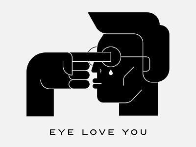 Eye Love You black character face grey hand human icon illustration love man minimal monochrome monoline portrait typography vector