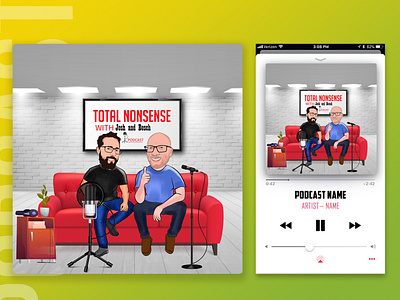 Caricature podcast cover art