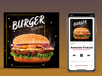 Burger post design adobe branding design flat illustration graphic design illustration logo motion graphics post design ui