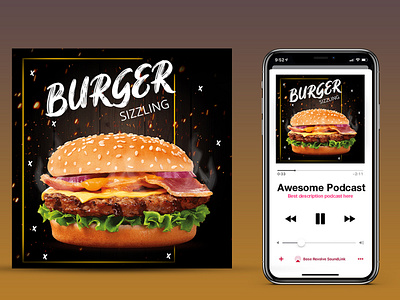 Burger post design adobe branding design flat illustration graphic design illustration logo motion graphics post design ui