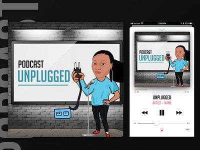Unplugged podcast cover art adobe branding design flat illustration graphic design illustration motion graphics