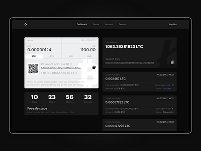 Raise app black blockchain clean crypto ico minimal saas ui design uiux ux design web