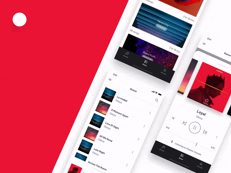 02 Vibe 🎵 animation branding clean gif kono mobile music odeza player queue search ui ux weeklyui