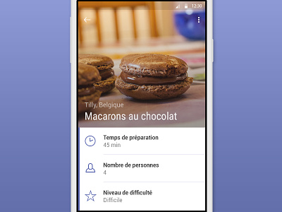 Macarons au chocolat android app cooking design flat food google macarons material mobile photography ui