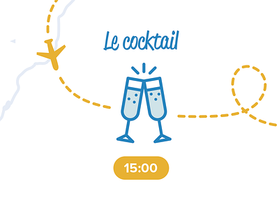 Cocktail - illustration blue branding cocktail drink identity illustration map print stroke travel wedding yellow