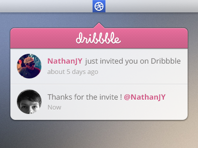 Thanks for the invitation thanks dribbble invite notification debut first shot pink blur welcome
