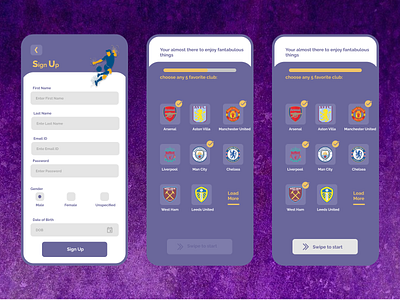 Football App animation app branding design figma football illustration ui ux