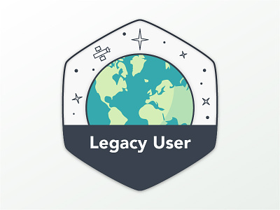 Legacy Badge badge earth flat globe hackerrank hexagon icons line minimal satellite space star