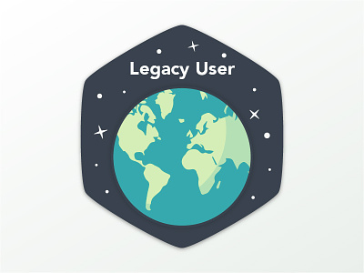 Legacy Badge (alt) badge earth flat globe hackerrank hexagon icons line minimal satellite space star