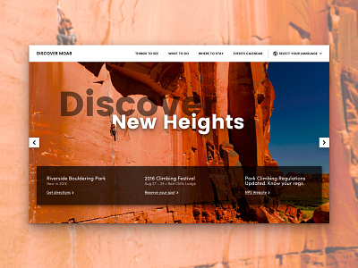 Discover Moab Landing page carousel header landing page photography scoll utah