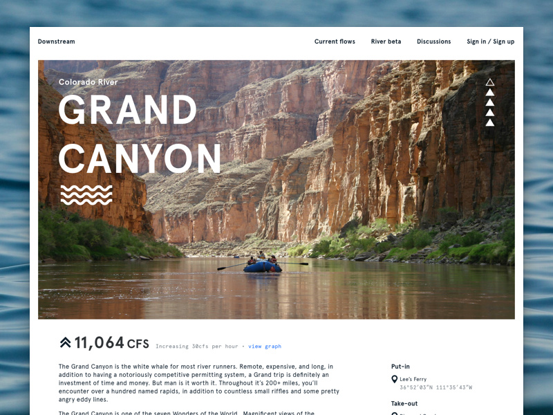 Downstream Flows icons web app landing page simple minimal navigation interface website