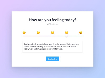 Mood tracker emoji interface mood popup rainbow slider tracker