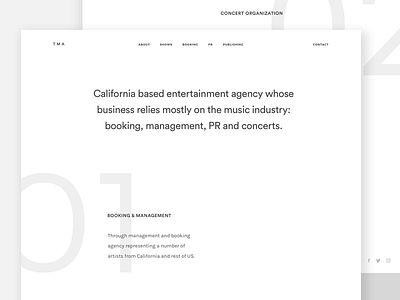 TMA Agency - Simple Website agency agency website concerts filters minimal minimal design music pr web web design website white