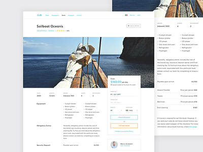 Yacht & Boat Rentals - Details Page boat boat rentals details page minimal minimal website profile rental website web design website design yacht