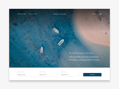 Yacht & Boat Rentals - homepage boat boat rentals identity minimal minimal design rental website typography ui design user interface web web design website website design yacht yacht club yacht rentals