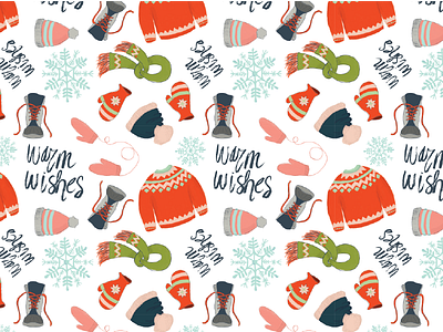 Winter Pattern Design digital illustration gouache hand lettering illustration winter