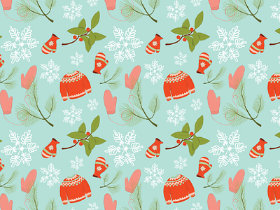 Winter Pattern Design digital illustration gouache illustration