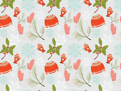 Winter Holiday Pattern Design digital illustration gouache illustration