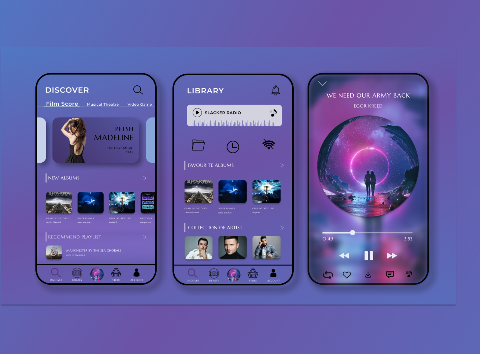 Mobile application for music by Oksana on Dribbble